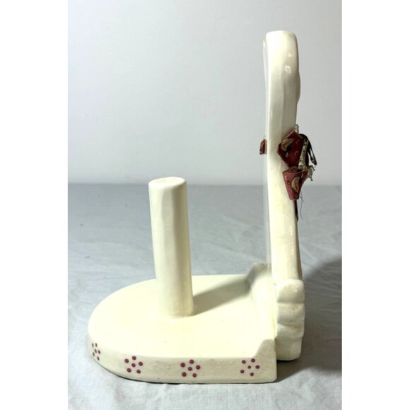 Ceramic Goose Paper Towel Holder With Lace & Bow Accents vintage - Picture 3 of 4